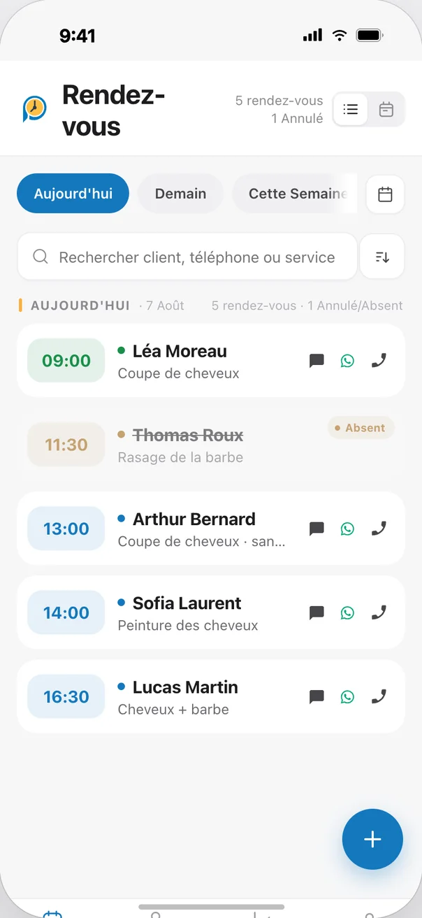 Aperçu de l'application de gestion de rendez-vous Planize