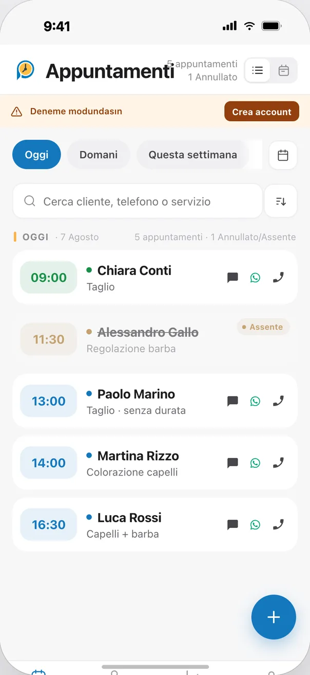 Anteprima dell'app di gestione appuntamenti Planize